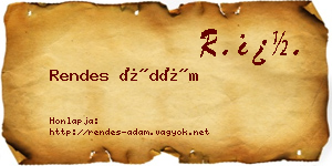 Rendes Ádám névjegykártya